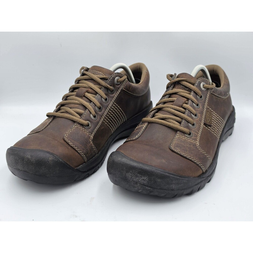 Keen Mens Austin Leather Shoes Chocolate Brown Size 10.5 Comfort Casual - Picture 3 of 7